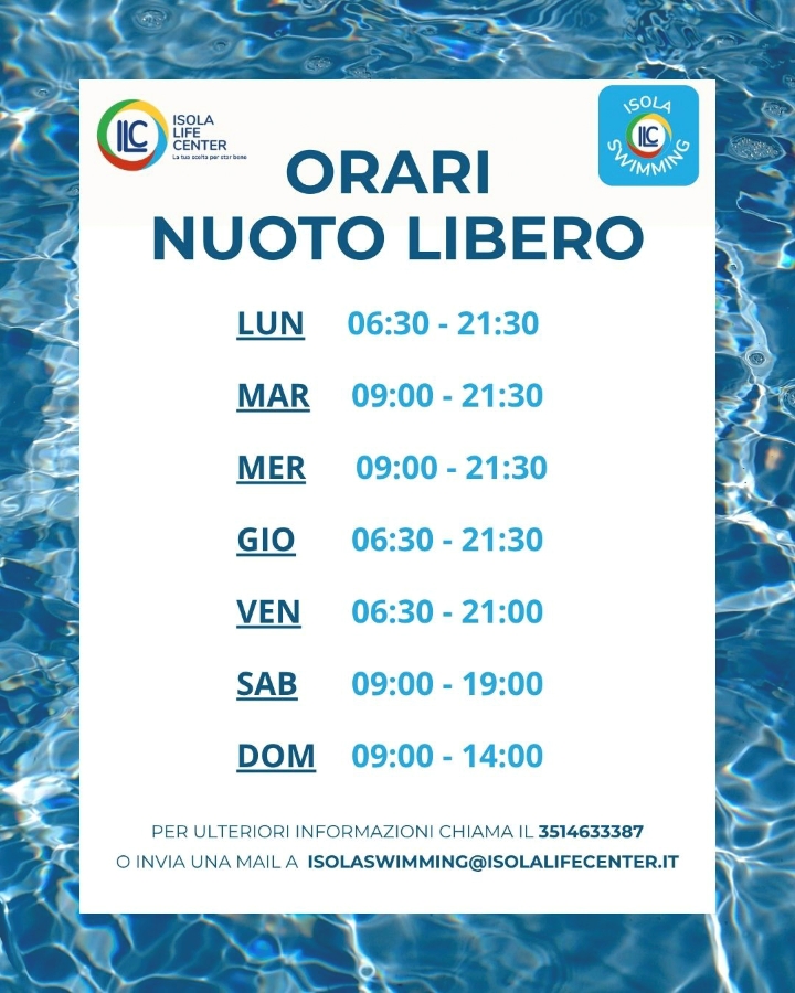 Gli orari del nuoto libero