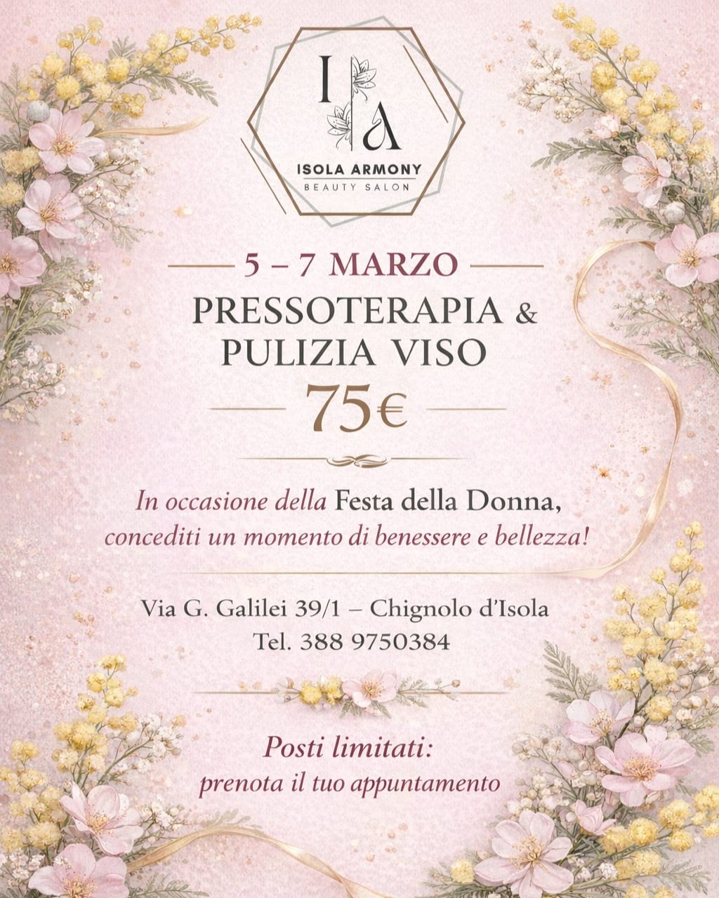 ISOLA ARMONY: Pressoterapia e Pulizia Viso a 75€ !